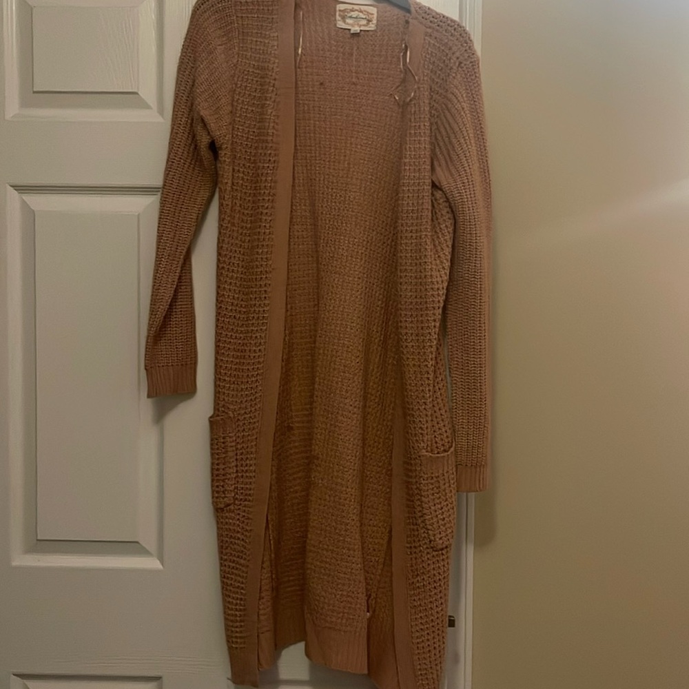 Long pink cardigan